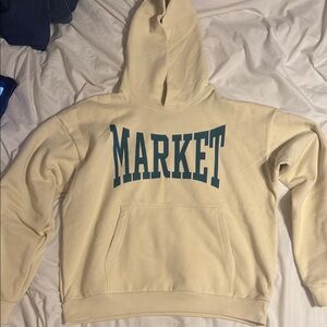 Market Cream Hoodie with Blue Market Logo